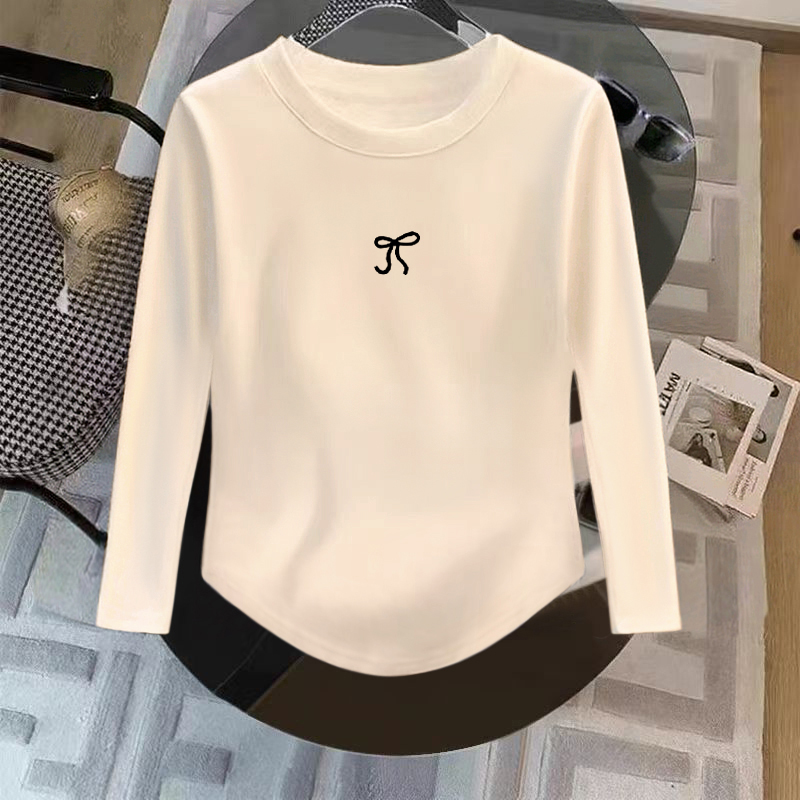 正肩不规则下摆设计感纯棉长袖t恤女上衣2025秋冬新款打底衫内搭