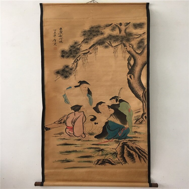 古玩字画复古做旧工艺品中堂画人物字画已装裱室内装饰画批发