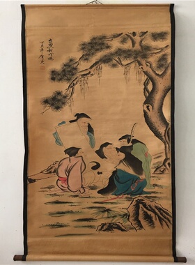 古玩字画复古做旧工艺品中堂画人物字画已装裱室内装饰画批发