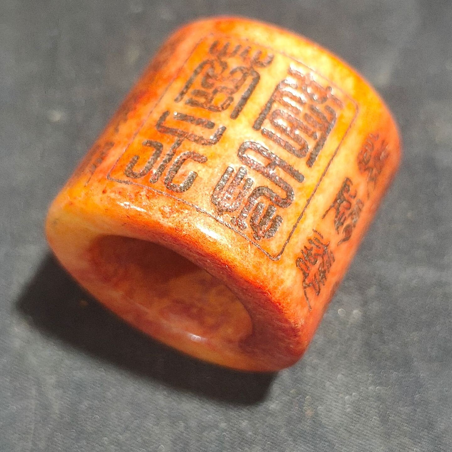 仿古做旧工艺品玉石扳指环刻字女男士款红色大拇指文玩复古宫廷