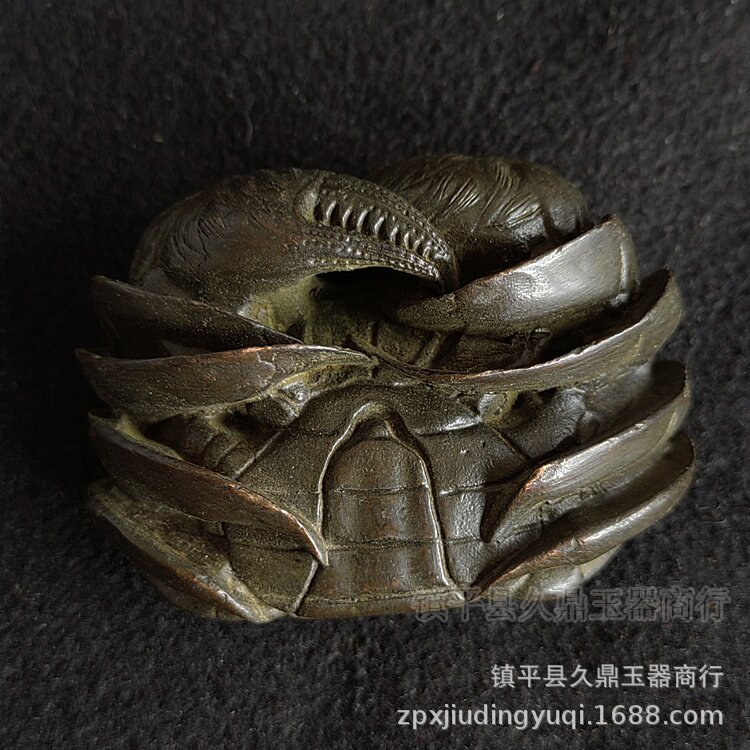 古玩杂项批发仿古青铜大号实心螃蟹摆件铜器家居办公饰品摆件批发