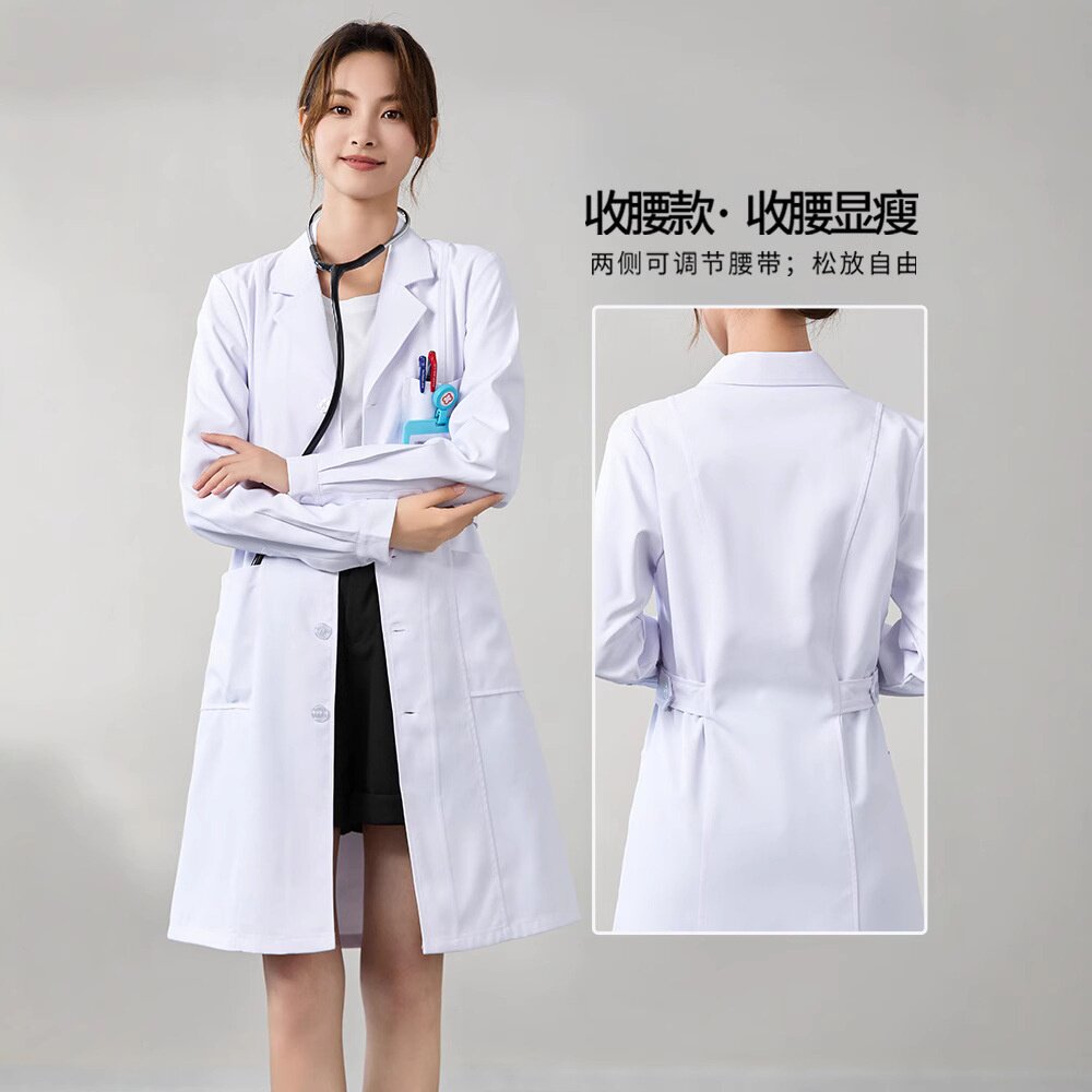 白大褂女款夏季薄款长袖医生学生大衣短袖医院实验室护士服工作服