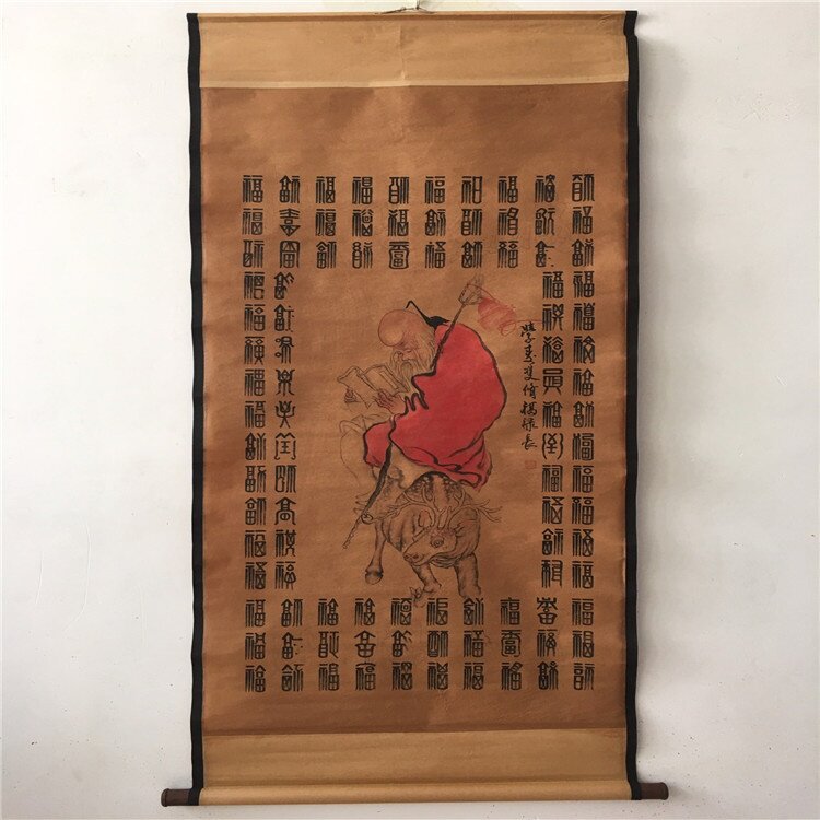 古玩字画仿古做旧工艺品中堂画字画百福图百寿图室内装饰画批发