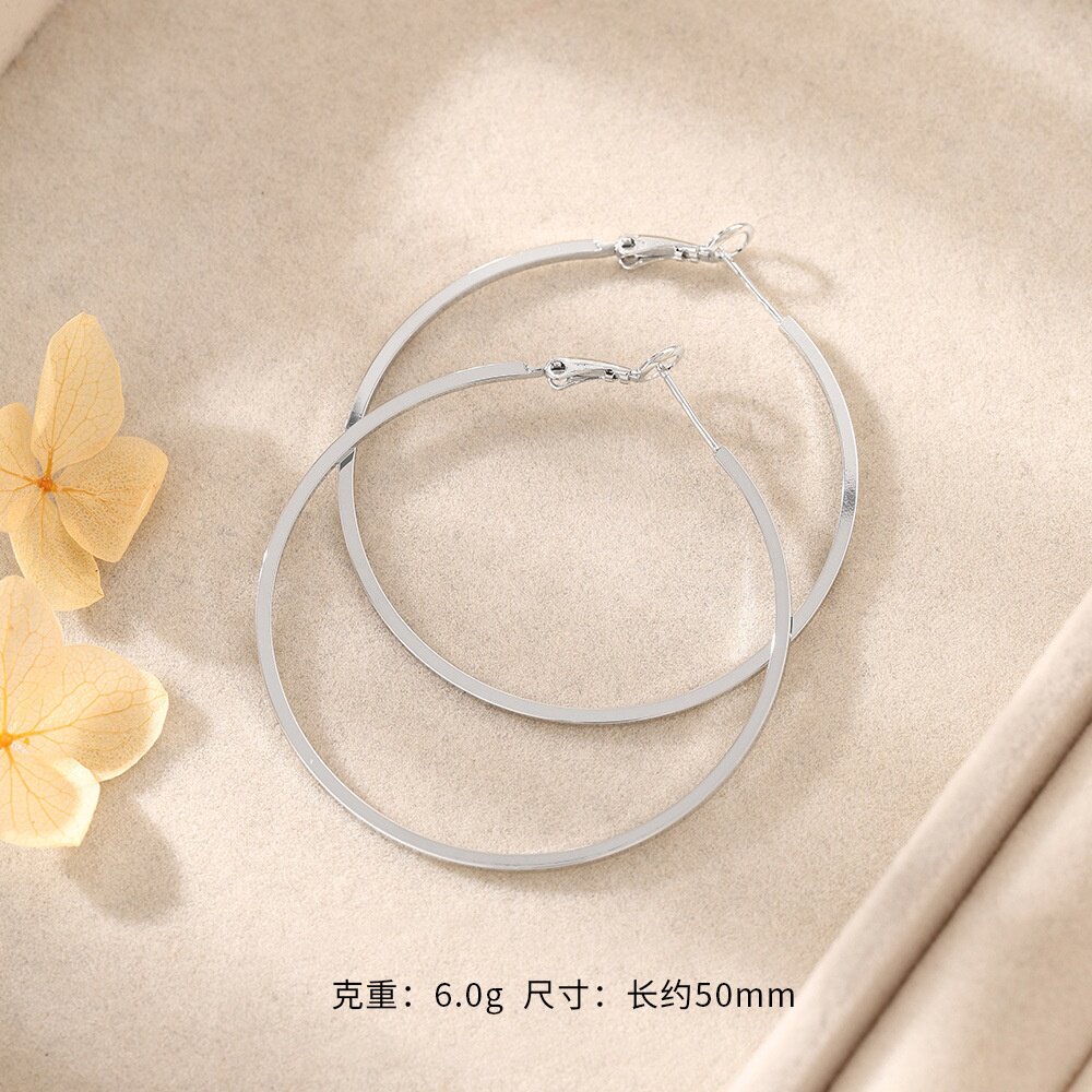 纯银S999银针大圆圈耳环耳圈欧美潮流时尚新款几何小众耳饰品代发