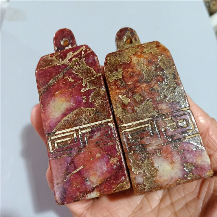 供应古玩杂项仿古做旧玉岫玉印章仿战国汉明清高古玉刻字印章批发
