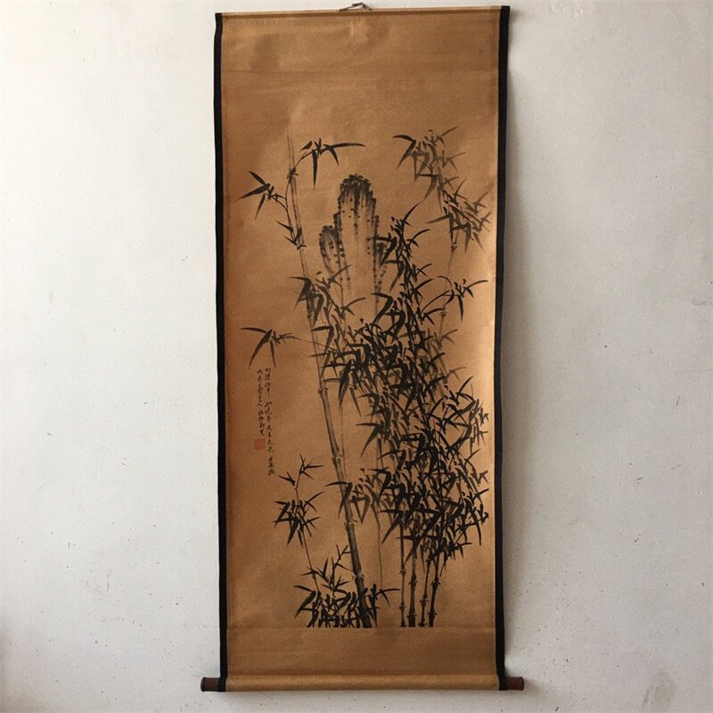 古玩杂项仿古做旧名人字画山水卷轴画中堂画复古家具装饰画