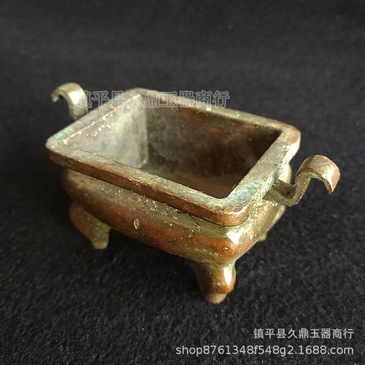 铜器小鼎摆件工艺品批发 仿古青铜器四足小方鼎小香炉厂家批发