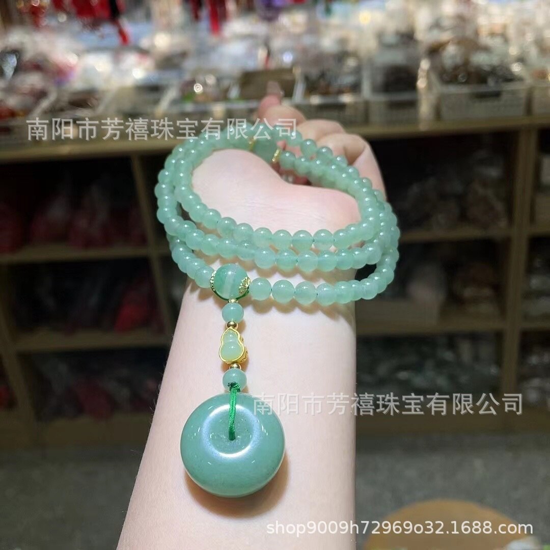 天然东陵玉手串圆珠项链多圈平安扣链毛衣链东陵玉108颗项链饰品