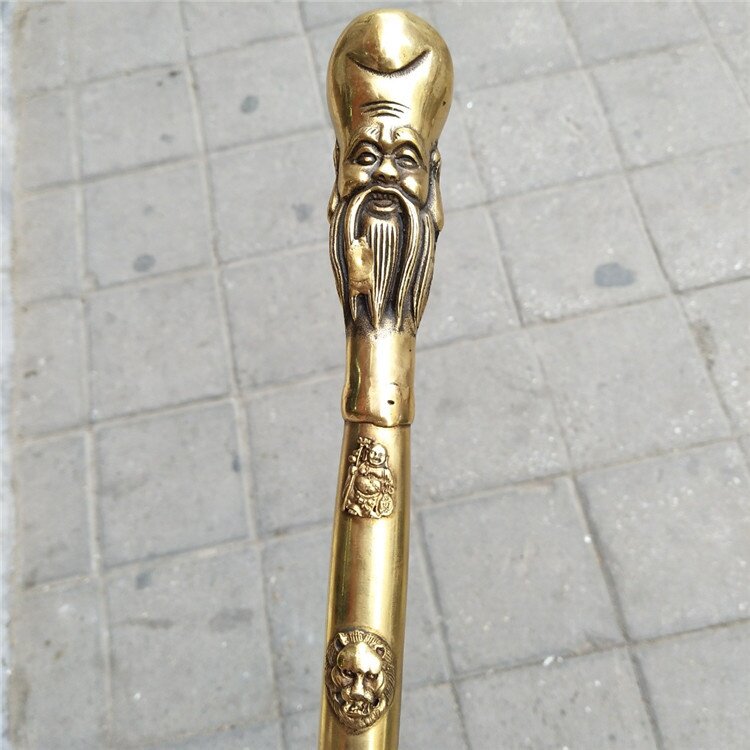 批发仿古寿星手杖古玩杂项批发金属工艺品老年人拐杖