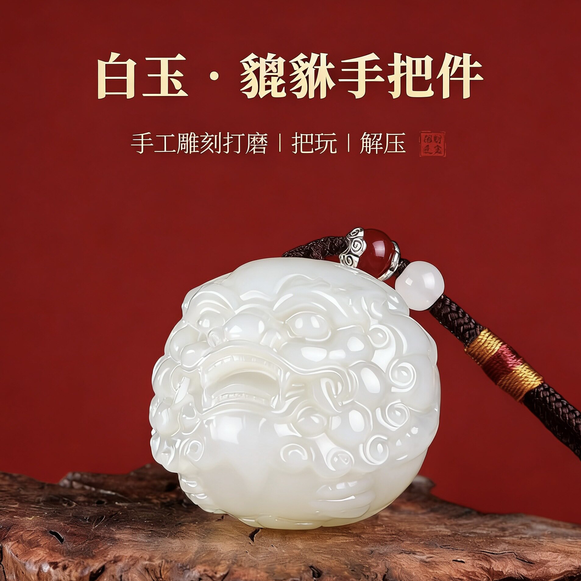 新疆玉石手球招财貔貅保健球手把件解压盘玩招财旺财开运纳福