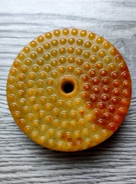 古玩杂项仿古做旧工艺品岫玉雕刻乳钉纹玉璧复古玉坠挂件批发