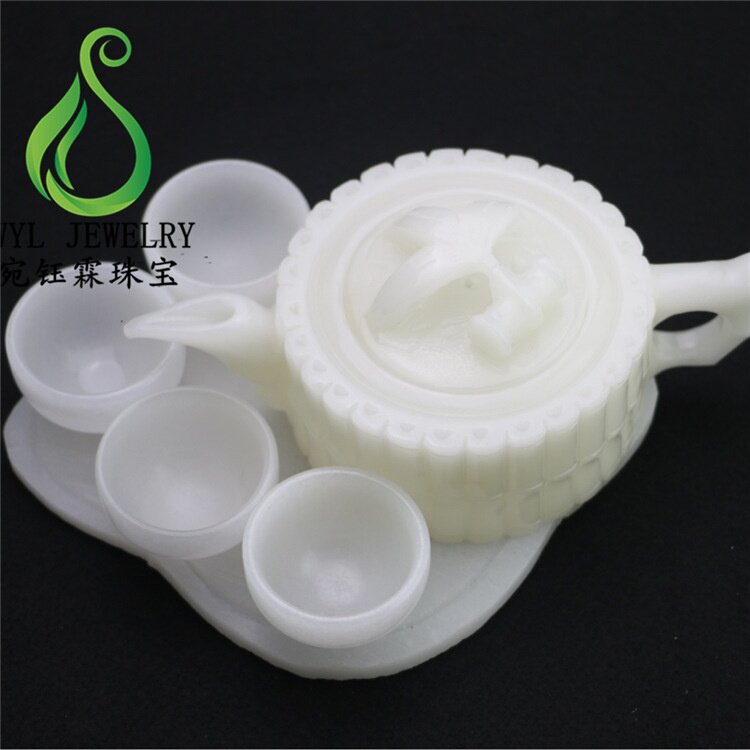 天然玉石汉白玉玉石茶具套装功夫茶茶壶茶杯带茶盘玉器工艺品礼品