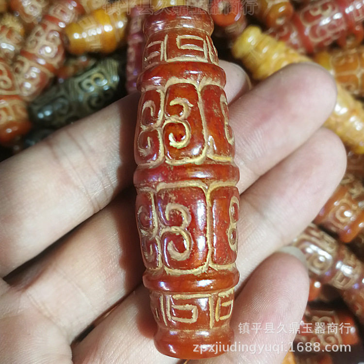 仿古玉器批发 古玩玉器仿古天珠大号做旧天珠玉吊坠把玩件批发