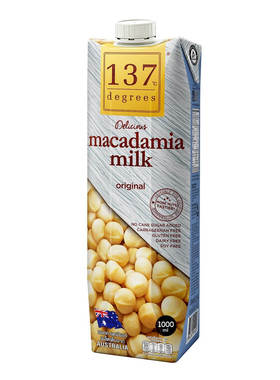 香港进口137°C degrees原味夏威夷果仁奶1L高品质无添加高端盒装
