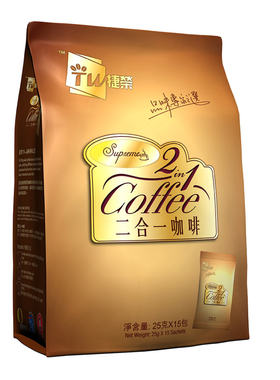 捷荣二合一速溶咖啡醇厚香浓港式独特风味25克x15包袋装375克低糖