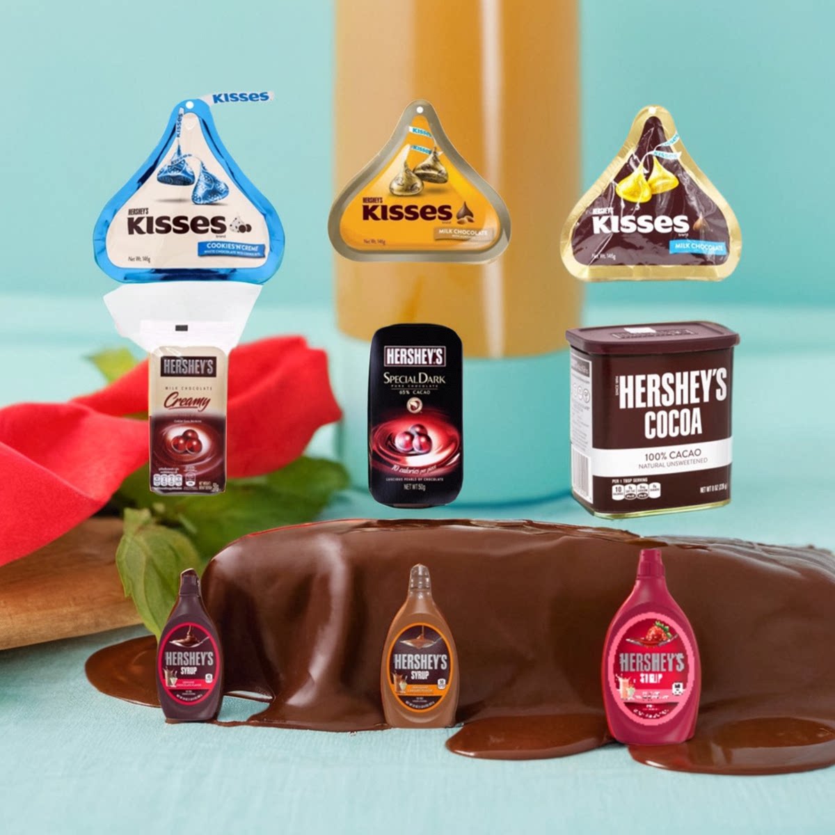 好时全系列 牛奶朱古力袋装 香滑牛奶朱古力铁盒装 士多啤梨糖漿