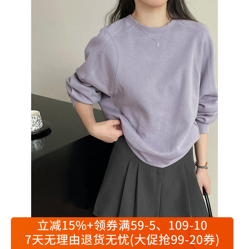 圆领宽松短款休闲卫衣
