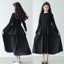 女童法式连衣裙秋冬中大童洋气高级设计感公主裙儿童赫本风小黑裙