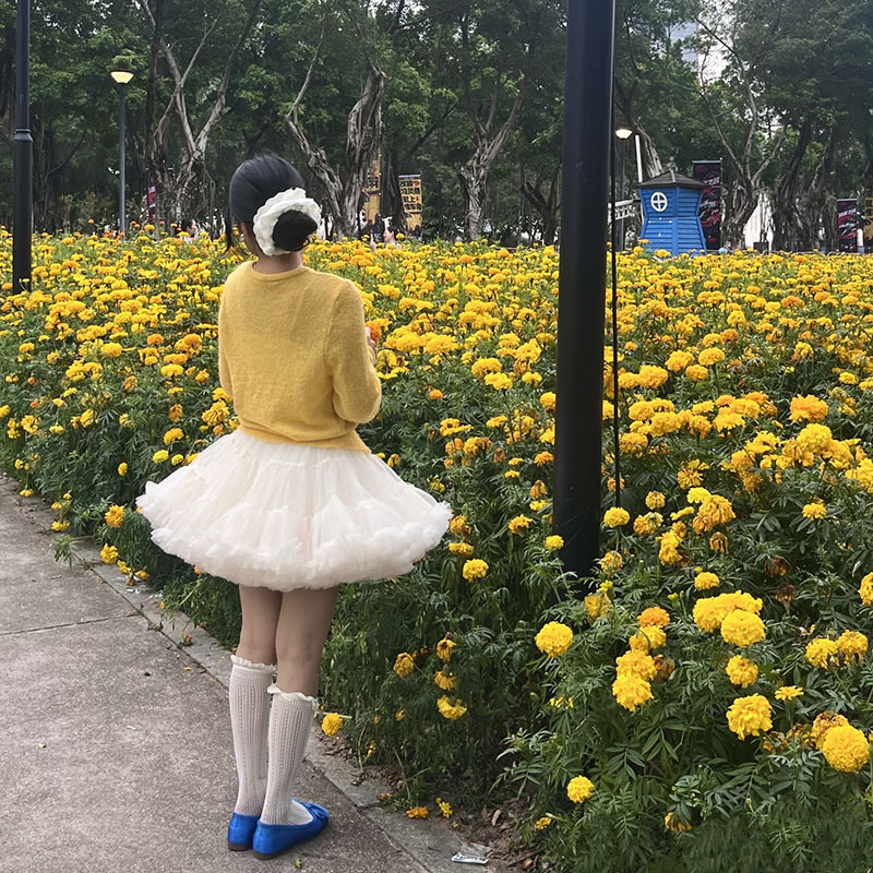 白色半身裙短款纱裙tutu裙女