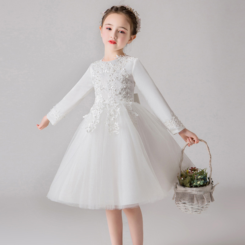 春秋女童白纱裙高端钢琴演奏礼服