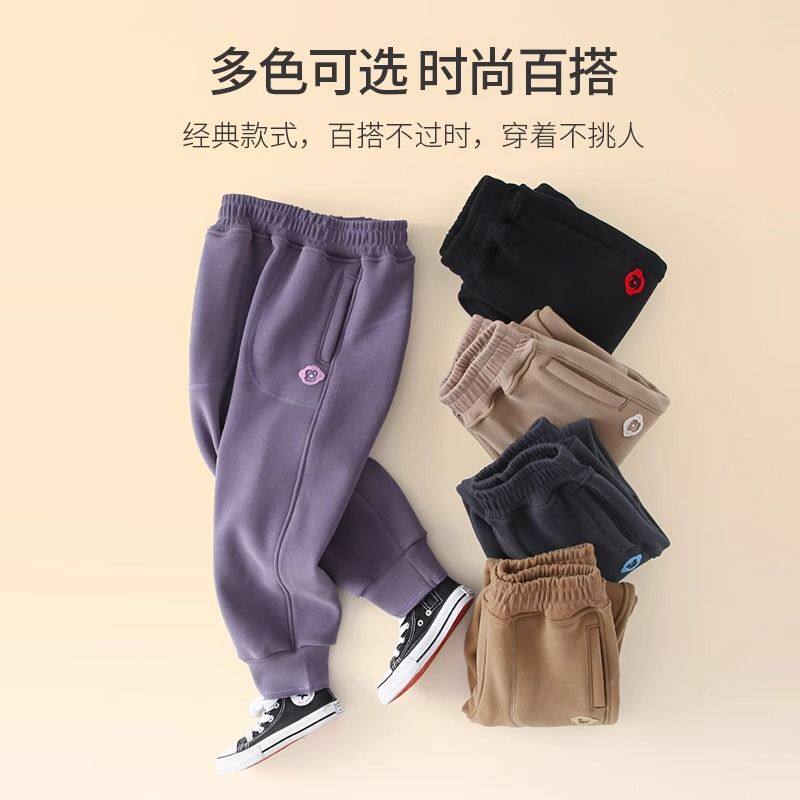 男女童运动裤加绒加厚冬