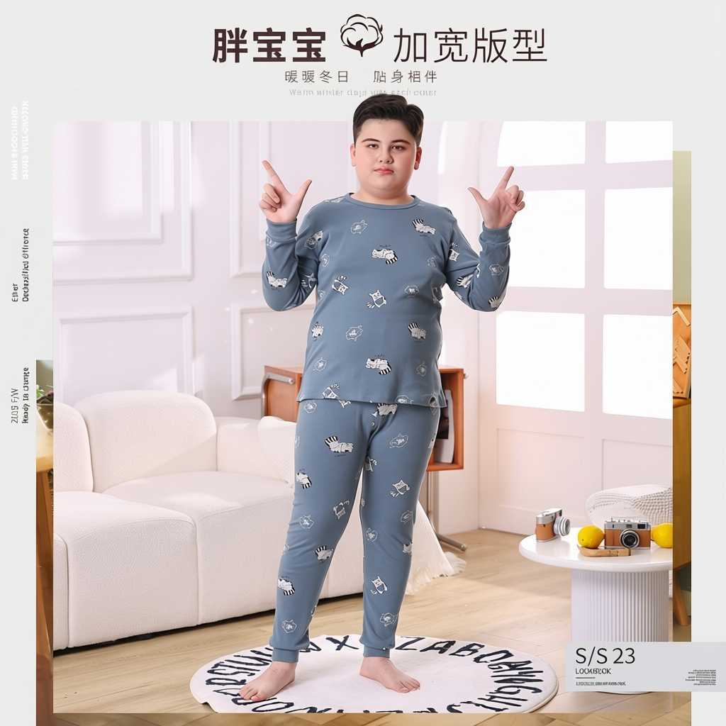 胖男童秋衣秋裤套装加肥