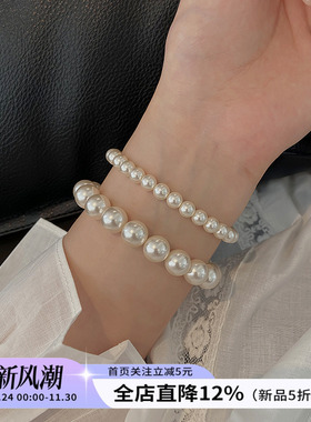 灰色高级感珍珠手链磁吸珍珠手串