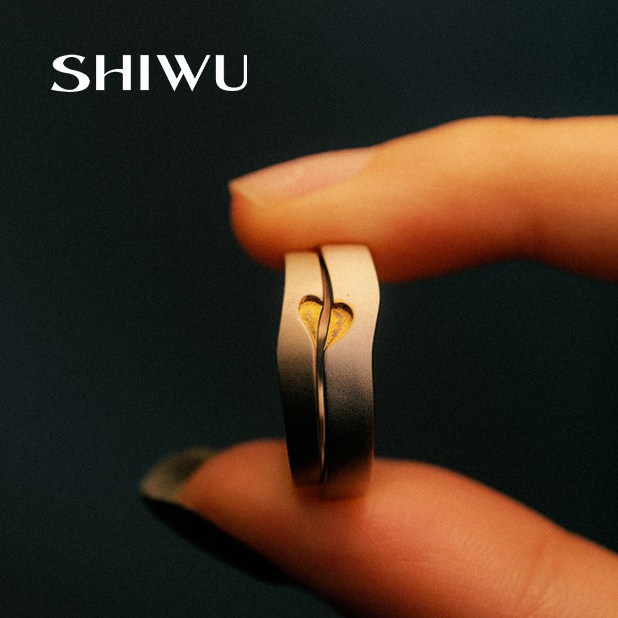 SHIWU异地恋情侣对戒定制刻字