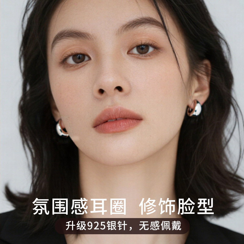 水滴耳环圆圈款2026新款爆款高级感轻奢耳饰女耳环耳圈耳夹耳扣