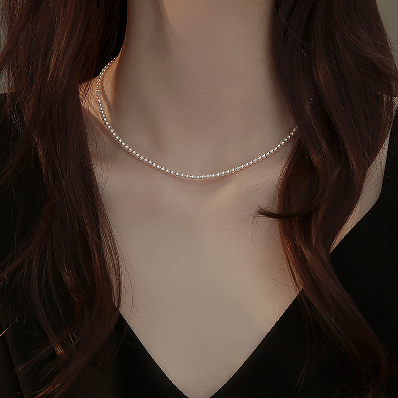 饰悟小米珠极细珍珠项链颈链女