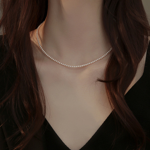 轻奢小众叠戴锁骨链 爆款 3mm极细小米珠珍珠项链颈链女款 2026新款