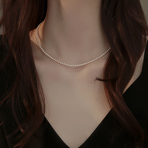 饰悟小米珠极细珍珠项链颈链女