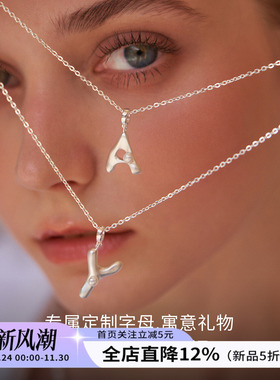 字母珍珠项链锁骨链吊坠项链
