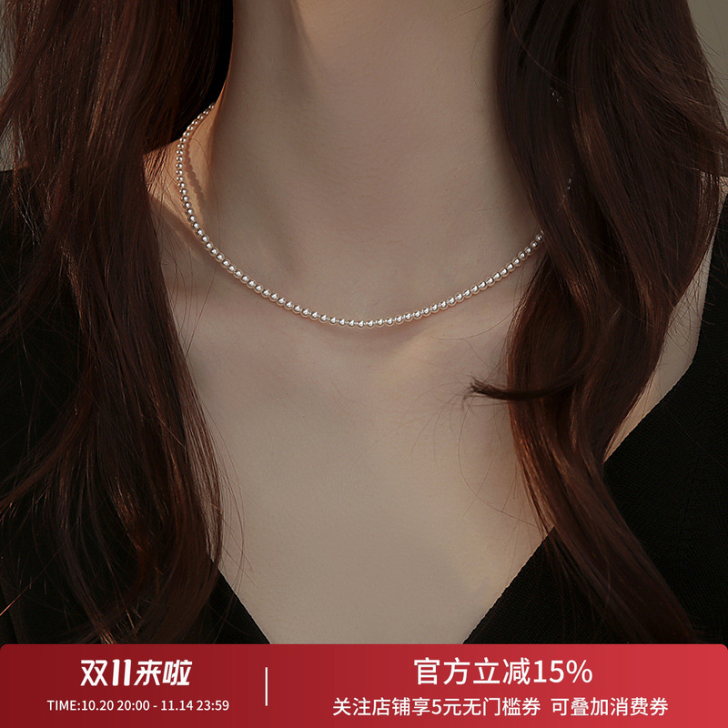 饰悟小米珠极细珍珠项链颈链女