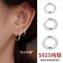 饰悟银饰纯银耳针耳圈高级素圈耳环2025新款 耳圈纯银耳扣耳饰 爆款