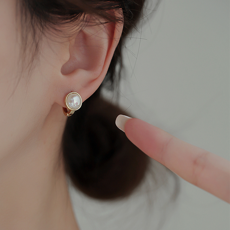 饰悟ins风圆形珍珠女耳扣