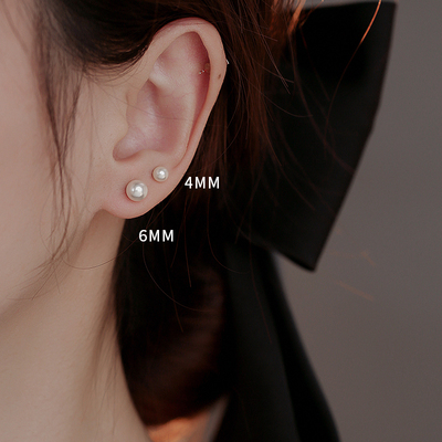 饰悟银饰小珍珠耳钉纯银耳环女