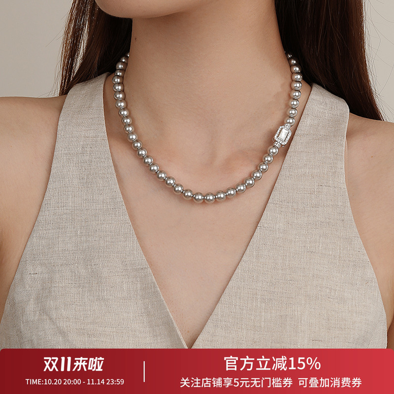 饰悟银饰高级轻奢珍珠项链女