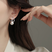 热巴同款 高级感纯银耳饰 爆款 珍珠耳环女轻奢新款 气质耳环2026新款