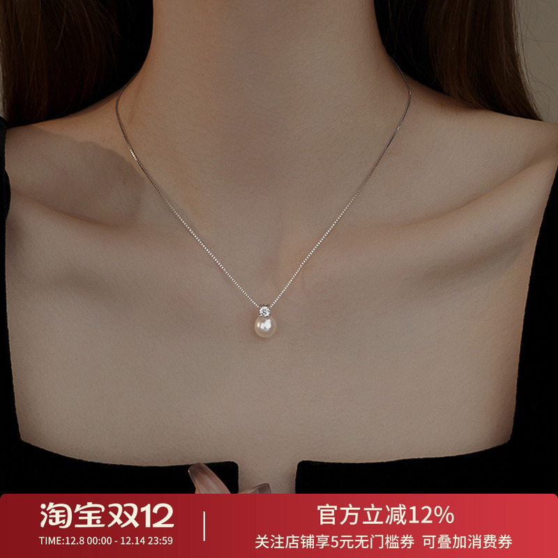 饰悟银饰天然珍珠单科女纯银项链