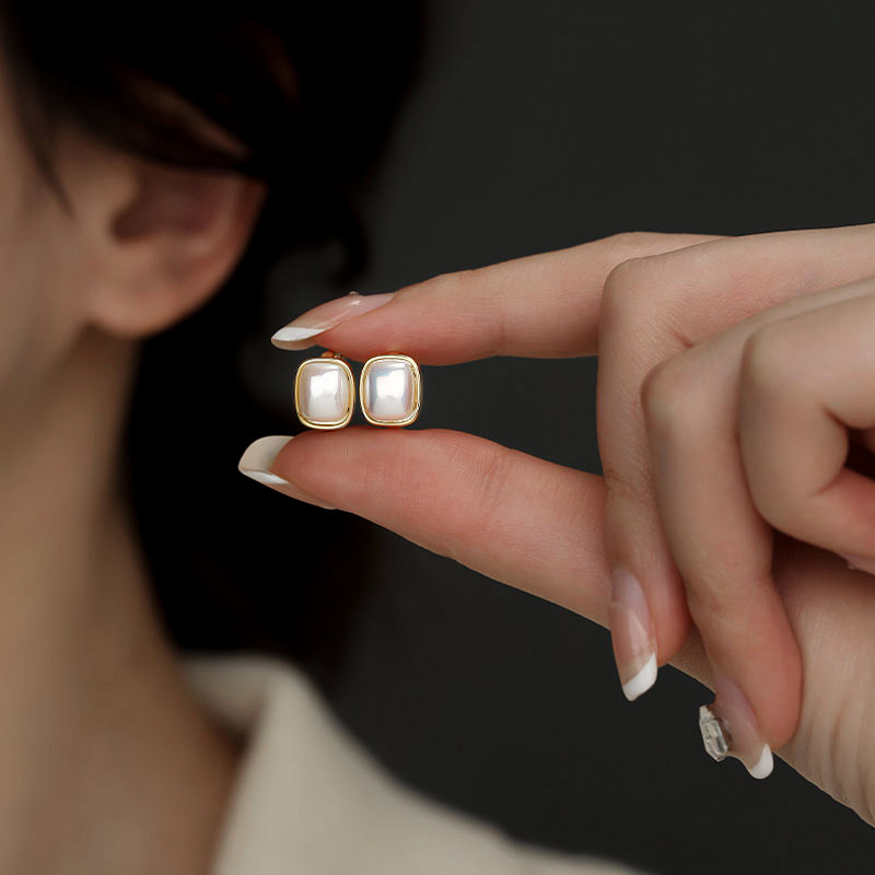 S925银法式方块珍珠耳扣气质珍珠耳饰高级感珍珠耳环2025新款,饰品/流行首饰/时尚饰品新,耳钉,淘宝优惠券,粉丝福利购,淘宝优惠卷