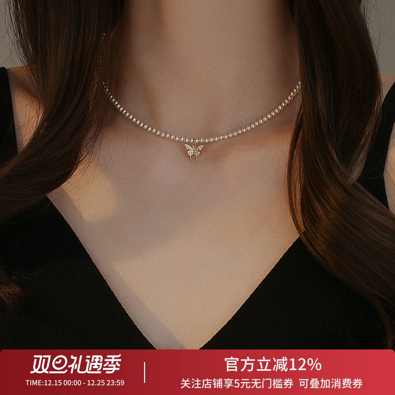 饰悟银饰小米珠吊坠项链轻奢女