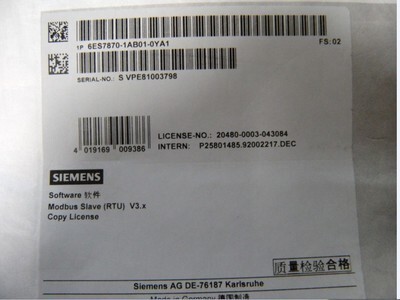 非实价议价议价6ES7870-1AB01-0YA0 MODBUS 从站授权狗 6ES7 870-