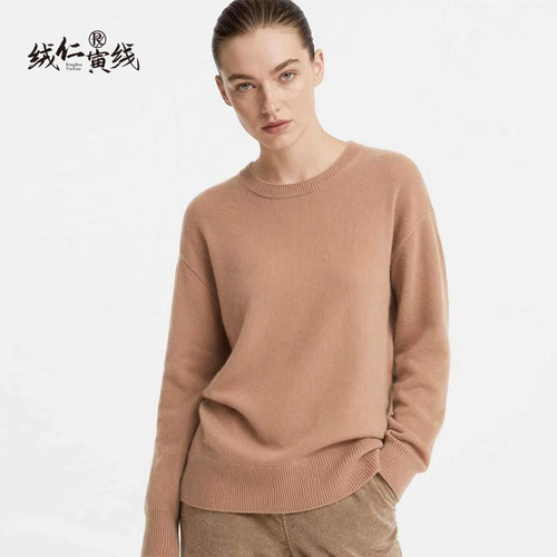 100%山羊绒圆领宽松打底衫女