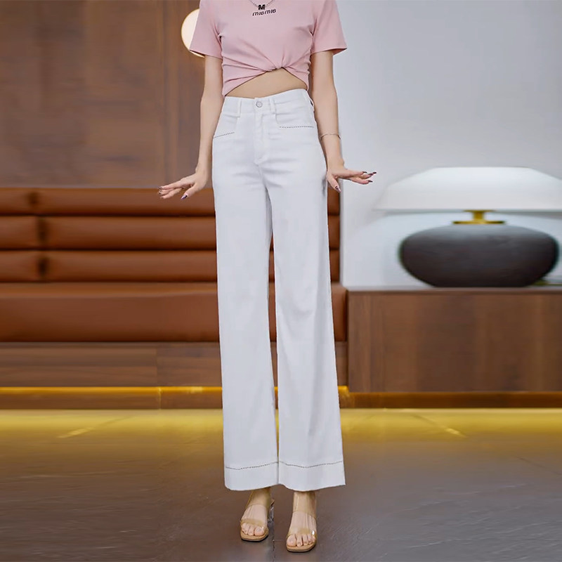 白色天丝棉牛仔裤女九分裤夏季