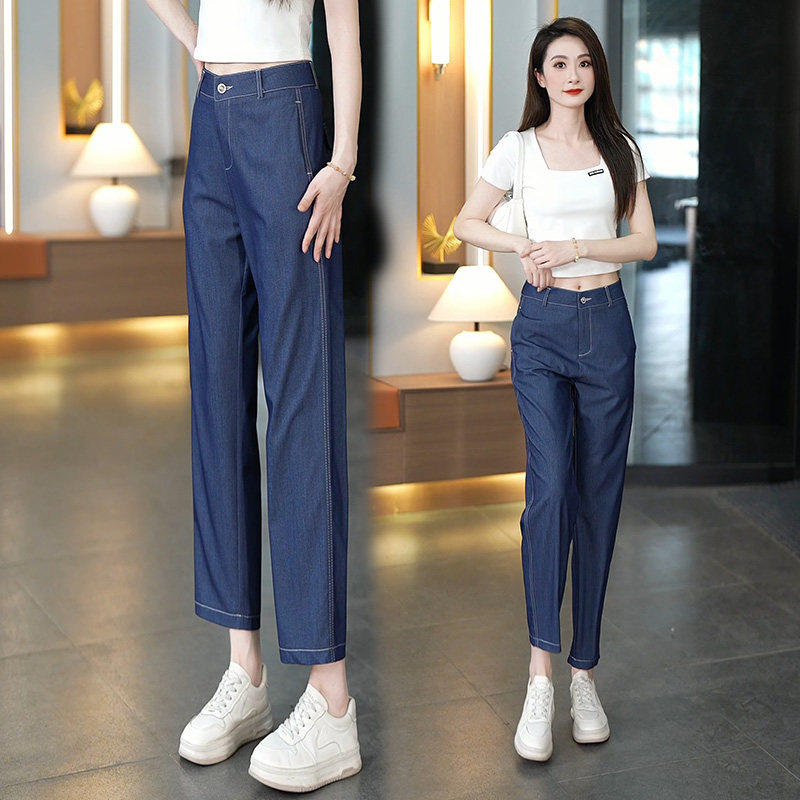 夏季薄款丹宁蓝天丝牛仔裤子女