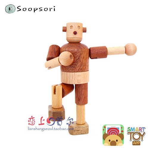 韓國Soopsori兒童搞怪木頭變形機器人/益智早教木制玩具