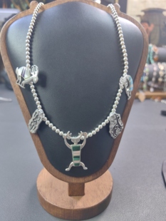 美国回流vintage中古印第安纳瓦霍ZUNI925纯银KOKOOELLI雨神项链