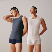 弹力打底衫 2件49元 宽肩修身 莱卡棉圆领无袖 23363 三枪宽肩背心男士