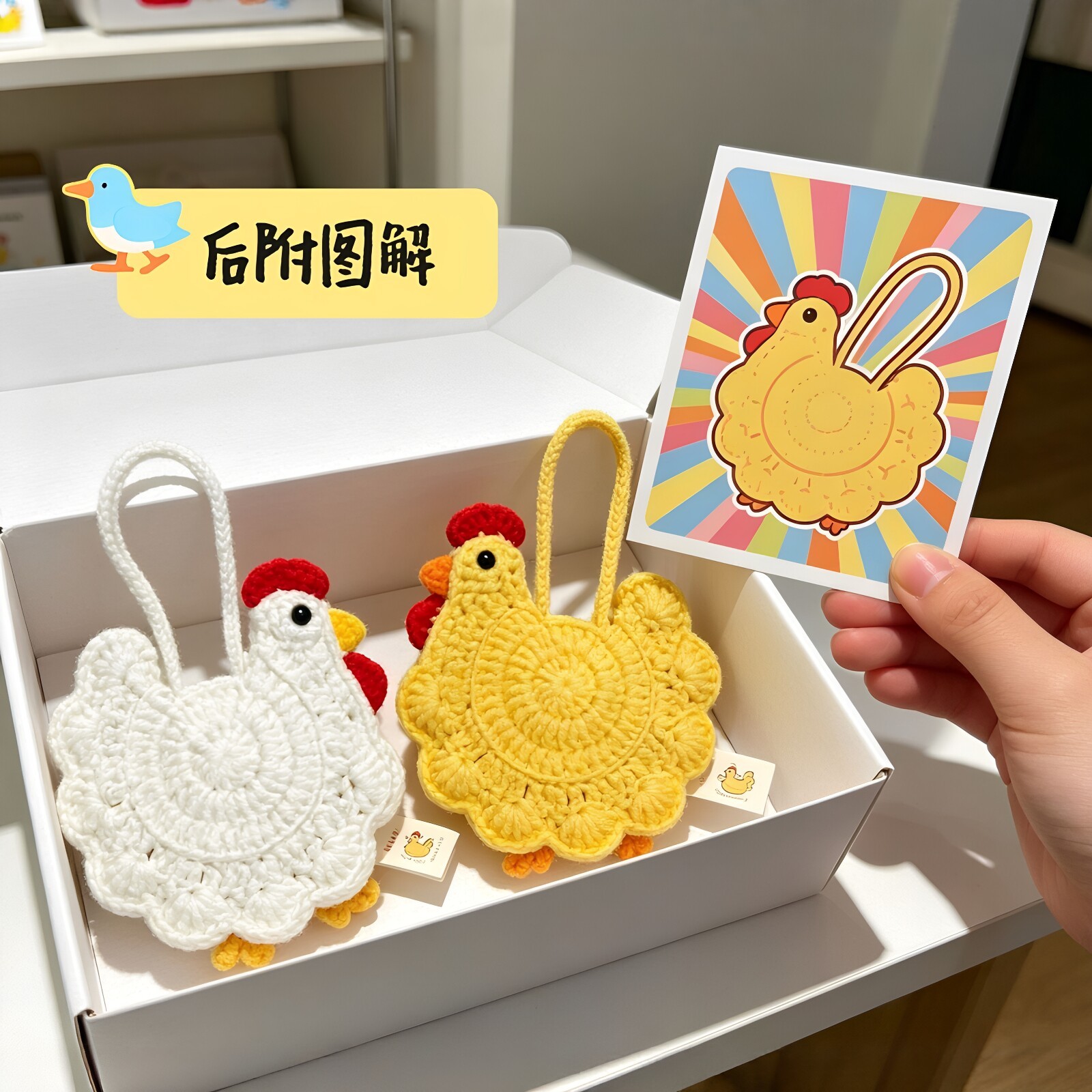 钩织鸡蛋包咕鸡蛋兜成品编针织立夏端午节diy大公鸡收纳创意礼物